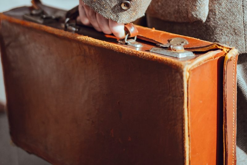 old leather briefcase