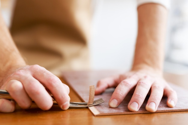 cutting leather